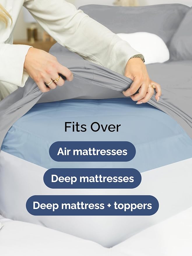 Extra Deep Pocket Queen Sheet Set - 4 Piece Breathable & Cooling Bed Sheets - Hotel Luxury Sheet Set - Soft, Wrinkle Free & Comfy - Easily Fits Extra Deep Mattresses - Deep Pocket Steel Blue Sheets