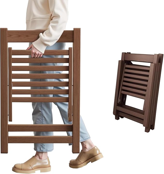 Soild Wood Folding Chairs Set of 2,Indoor or Outdoor Wooden Foldable Dining Chairs, 300lbs Capacity, Space-Saving and Portable Design for Home Kitchen, Lawn, Patio,No Assembly Needed