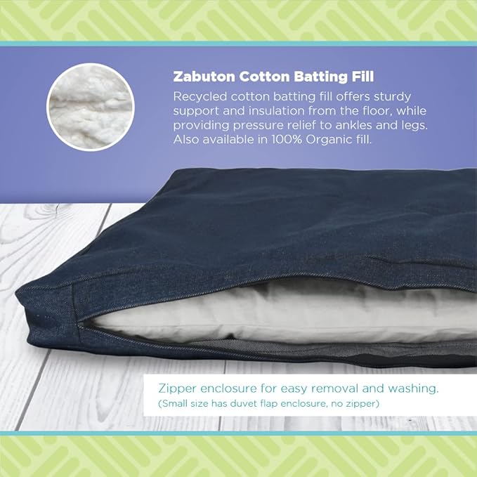 Zabuton Meditation Cushion for Workout - Supportive Yoga Floor Seat Cushion for Comfort & Posture Support - Natural Washable Cotton Fill kneeling Pad - Made in USA - Premium 32x26x3, Earth