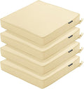 Outdoor Chair Cushions 18.5x16 Inch Waterproof Patio Chair Cushions with Tie 5 Year Color Fastness Thick Outdoor Seat Cushion for Patio Furniture Beige Set of 4