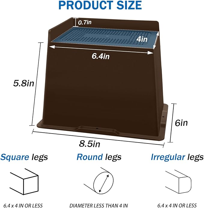 ANNKUT Bed Risers 6 Inch Heavy Duty,Oversized Couch Risers, Extra Wide Furniture Risers for Sofa Table Desk Headboard Chair Lifting,Rectangle Risering Blocks Support 6000 lbs(6 Pack Brown)