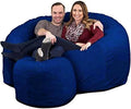 ULTIMATE SACK 6000 6-Foot Bean Bag Chair with Footstool, Electric Blue Suede Cover – Oversized Foam Lounger, Floor Seat, Small Sofa, or Couch Bed for Living Area, Gaming Room, or Reading Lounge
