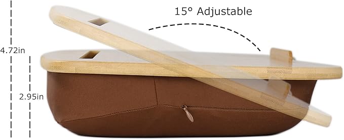 Lap Desk for Laptop with Cushion-Fits up to 17 inch, Bamboo Computer Laptop Stand with Phone Hoder, Anti-Slip Stopper