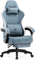 GTPLAYER Office Chair, Gaming Computer Desk Fabric Chair with Footrest, High Back Ergonomic Office Chair with Pocket Spring Lumbar Support and Linkage Armrests Adjustable Height Swivel for Home Task