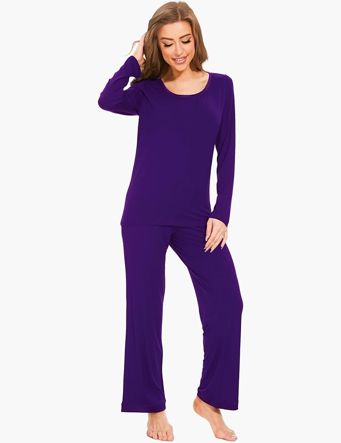 GYS Viscose from Bamboo Women's Pajama Sets Super Soft Long Sleeve Sleepwear Comfy Winter Pjs Sets S-4X