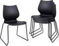 Stacking Chairs, Stackable Waiting Room Chairs, Conference Chair with Back & Church Chairs No Wheels with Metal Legs, Suitable for Offices Conference Training Waiting Room Set of 4, Black