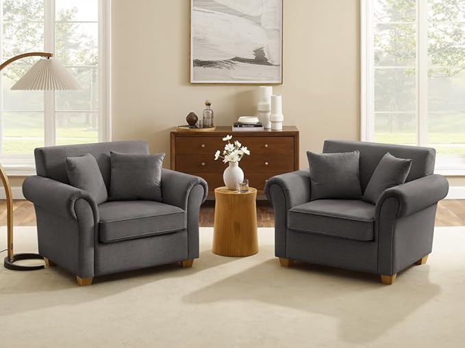 VANOMi 40" W Oversized Accent Chair, Oversized Reading Chair for Living Room, Comfy Reading Nook Chairs for Bedroom, Upholstered Large Chair Armchair Single Sofa for Small Space (Dark Gray)