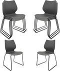 Stacking Waiting Room Chairs, Stacked Plastic Office Chair with Ergonomic Lumbar Support and Metal Legs for Conference School Church Guest Reception Set of 8, Grey