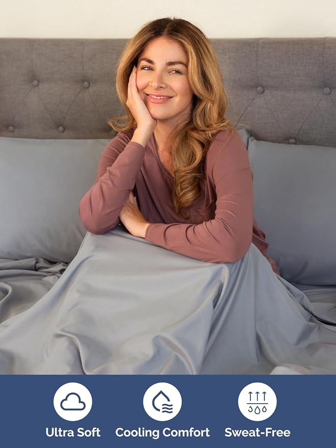 Extra Deep Pocket Queen Sheet Set - 4 Piece Breathable & Cooling Bed Sheets - Hotel Luxury Sheet Set - Soft, Wrinkle Free & Comfy - Easily Fits Extra Deep Mattresses - Deep Pocket Steel Blue Sheets