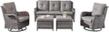 Rilyson Wicker Patio Furniture Set - 5 PC Rattan Outdoor Sectional Conversation Sets with 2 Rocking Swivel Chairs,2 Ottomans and 1 Sofa for Porch Deck Garden(Mixed Grey/Grey)