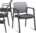 CLATINA Mesh Back Stacking Arm Chairs, Office Reception Guest Chair, Desk Chair No Wheels Ergonomic Lumbar Support and Thickened Seat Cushion for Waiting Conference Room Grey (4 Pack)