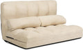 DORTALA Foldable Floor Sofa, 6-Position Adjustable Lounge Couch with 2 Pillows & Suede Cloth Cover, Modern Lounge Mattress Video Gaming Lazy Couch, Suede Floor Seating Sofa, 71" x 44.5", Beige