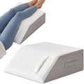 MEGCXIT Leg Pillow Elevation Blood Circulation, Leg Wedge for Elevation for Swelling, Leg Elevating Pillow for After Surgery, Memory Foam Foot Knee Pillow for Back Sleeping 24×22×8 Inch White/Grey