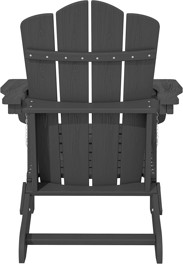 KINGYES Folding Adirondack Chair Set of 2, HDPE All-Weather Folding Adirondack Chair, Grey