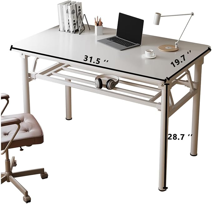 Small Folding Desk No Assembly,31.5 Inch Folding Computer Desk Small Foldable Table for Home Office.