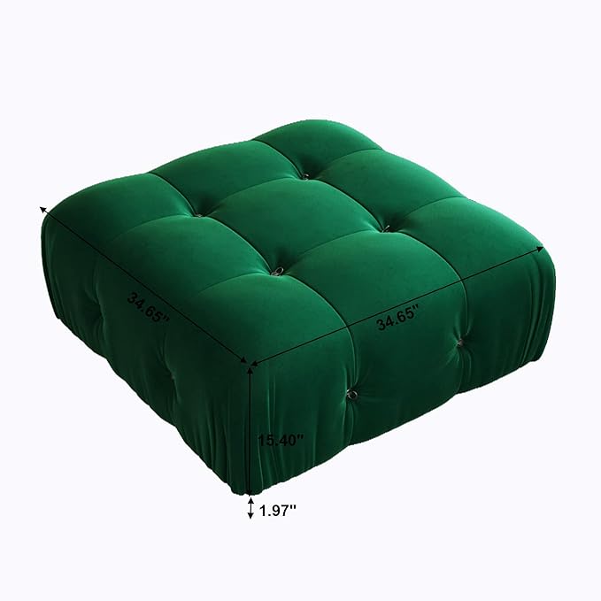 JACH Modern Ottoman Module for Living Room, Minimalist Comfy Breathable Footstool, Velvet Ottoman for Living Room Apartment (Green)