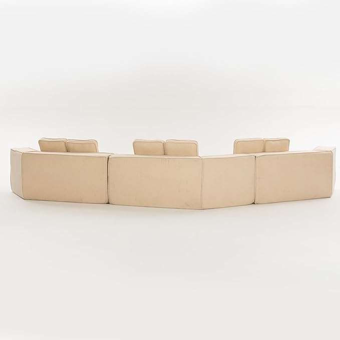 EPOFIT 181" Extra Large Modular Sectional Sofa, 3-Piece Couch with Teddy Fleece, Full-Foam Cushions and 9 Pillows, High-Density Foam Padding, All-Compressed Design – Beige