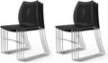 VINGLI Stacking Chairs Set of 8 Stackable Office Chairs with Metal Sled Base, Ergonomic Plastic Seat & Holes Back, Stacking Chairs for Waiting Room Break Room Banquet Guest, Black