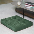 Velvet Floor Pillow,Square Large Pillows Seating for Adults, Green Tufted Cushions for Meditation, Yoga Tatami Living Room Chair Booster Machine-Washable & Dryer-Safe, Green, 22x22 Inch