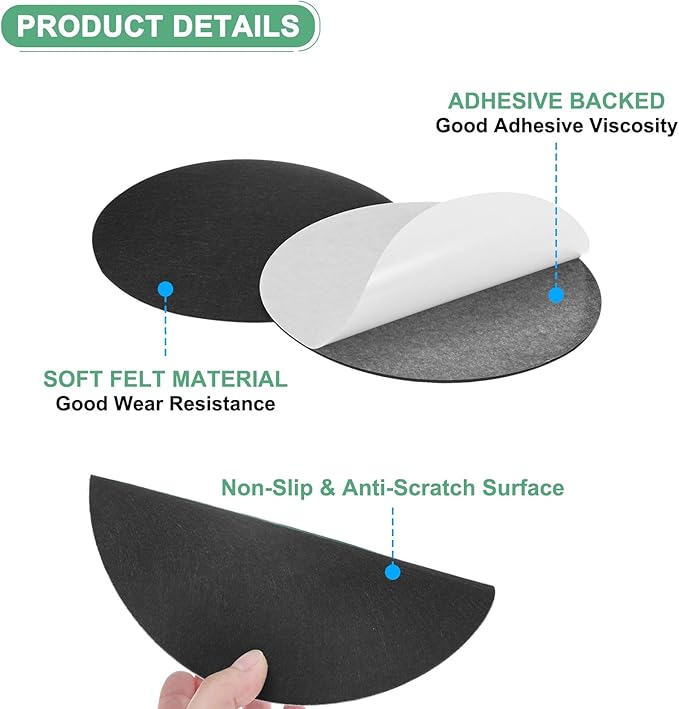 30-Pack Lamp Base Felt, 7 Inch Dia. 2mm Thick Self Adhesive Round Fabric Felt Pads for Lamp/Furniture/DIY, Non-Slip Fiber Backed Patch Circles with Adhesive Backing [Black]