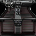 TAHALI Car Floor Mats (Black Red Stripe, 3D) - Luxury Leather, Custom Fit for 99.9% Sedan SUV Sports, All-Weather, Waterproof, Non-Slip, Environmentally Friendly
