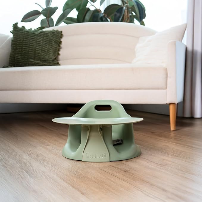 Upseat – The Original Ergonomic Baby Floor & Booster Seat with Tray, Developed with Physical Therapists for Upright Posture & Healthy Hip Development, 4–24 Months, Extra-Large Tray (Sage)