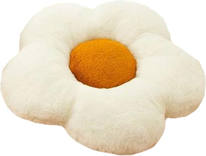 YILANLAN Cute Flower Cushion Plush Floor Pillow Casual Comfortable Pillow Office Living Room Bed Decoration Cushion Simple Room Decoration (60cm, Khaki)