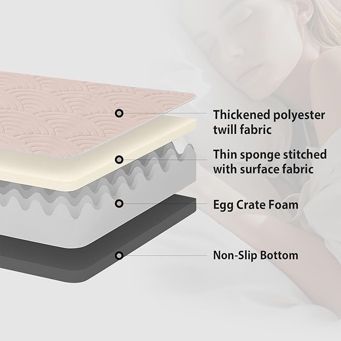 Zelladorra Japanese Floor Mattress, Quilted Futon Mattress with Anti-Slip Bottom, Foldable Floor Bed with Storage Bag and Straps, (Beige, Twin)