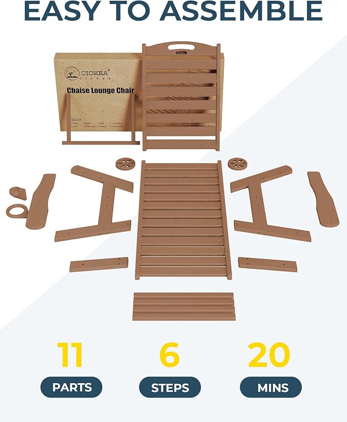 Outdoor Lounge Chair Set of 4, All Weather Patio Chaise Lounge Chairs for Outside, HDPE Chair with Rolling Wheels & Cup Holder, 5 Position, Deck, Pool, Brown