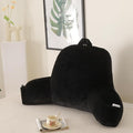 PAJEO Reading Pillow for Sitting in Bed, Large Backrest Reading Pillow with Arm Rest,Back-Rest Support Cushion for Sit Up on Couch, Sofa, and Floor, Dorm Essentials (Black Faux Fur, Standard(17"))