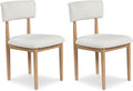 Signature Design by Ashley Sawdyn Solid Wood Frame Dining Chair, Set of 2, White/Light Brown