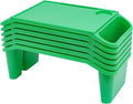 Kids Lap Desk Tray with Side Pockets, Plastic Breakfast Laptop Trays Kids Activity Lap Desk Tray Portable Bed Table Lap Desk for Kids Students Work Study School Classroom (6Pcs, Green)