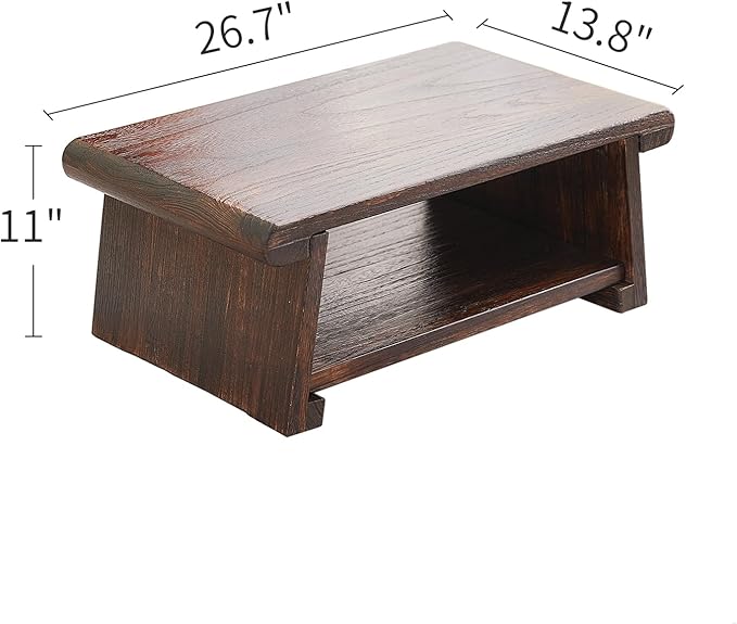 Folding Altar Table, Japanese Low Table for Sitting on the Floor, Wooden Meditation Table, Tea & Coffee Table, Brown, 26.7'x13.6'x11'