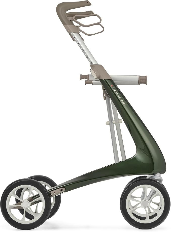 byACRE Carbon Ultralight Rollator - World's Lightest Carbon Rollator - Only 10.6 lbs/for Indoor and Outdoor Use/Foldable and Easy to Travel with (British Racing Green, Compact Track)