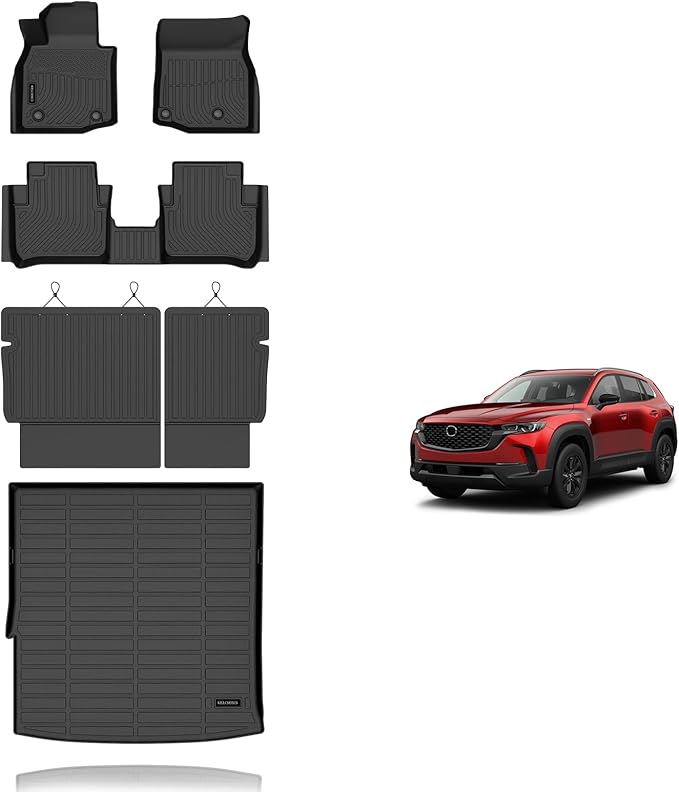 KELCSEECS® Floor Mats & Cargo Liner with Seatback Mats for 2025 2026 Mazda CX-50 Hybrid,All Weather Protection TPE Floor Liners Front& Rear Row Full Set CX50 Hybrid Accessories Black