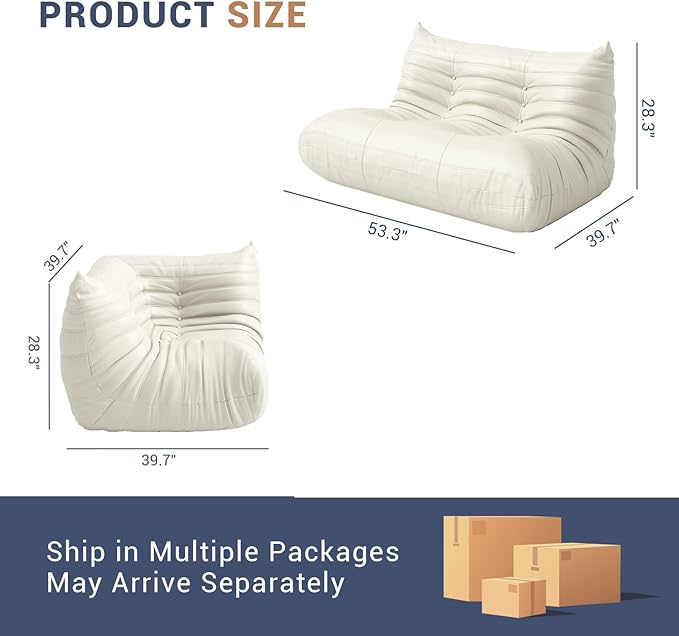 Bean Bag Chair for Adults, Fireside Chair Lazy Floor Sofa, Modern Corduroy Fabric Caterpillar Sofa Couch, Armless Foam Lounger Tatami Recliner Bean Bag Couch for Living Room Bedroom Dorm Office