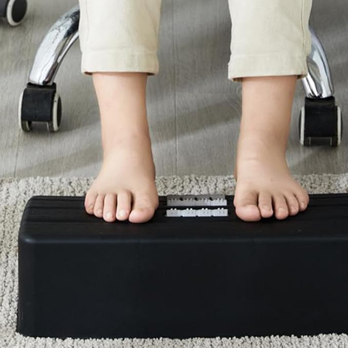 Ergonomic Office Foot Rest with Roller Massager Non-Slip Under Desk Footstool for Home and Work Pedal for Adults and Compact Black Footrest for Relief and Comfort