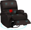 LAFWELL Rocking Recliner Chair, Massage Rocker Recliner Chair with Vibration Massage and Heat,360° Swivel Recliner Chairs, Living Room, Bedroom, Nursery, RV, Brown