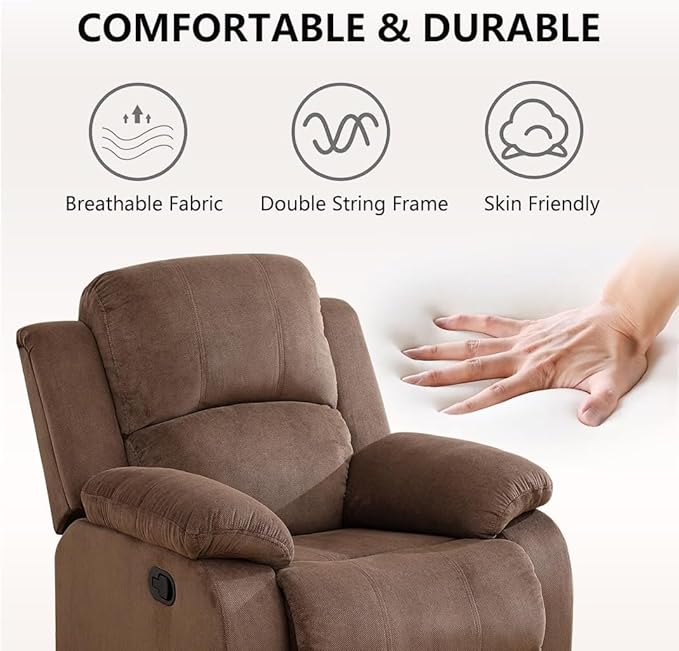 Manual Reclining Sofa Set with Drop-Down Table, Corduroy Sofa Sets, Living Room Furniture Sets, Modern Manual Recliner Sofa Sets with Storage Console for Living Room (Brown, Sofa+Loveseat+Chair)