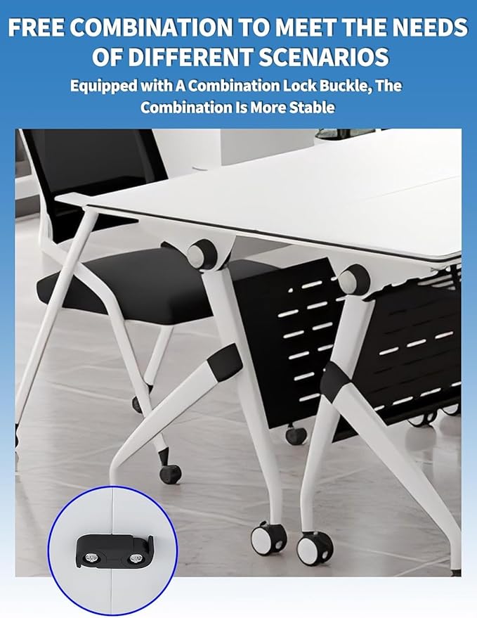 YUOXU Conference Room Table,Folding Conference Table,Flip Top Mobile Desk with Locking Silent Casters-Space Saving Rolling Table for Training Room, Office, Classroom (2, 47.24 * 23.62 * 29.53")