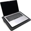 Lap Desk with Soft Cushion and Wrist Rest – Portable Laptop Desk for Bed, Couch & Home Office, PU Surface Tray with Handle for 15.6 inch Laptop (Medium, Black)