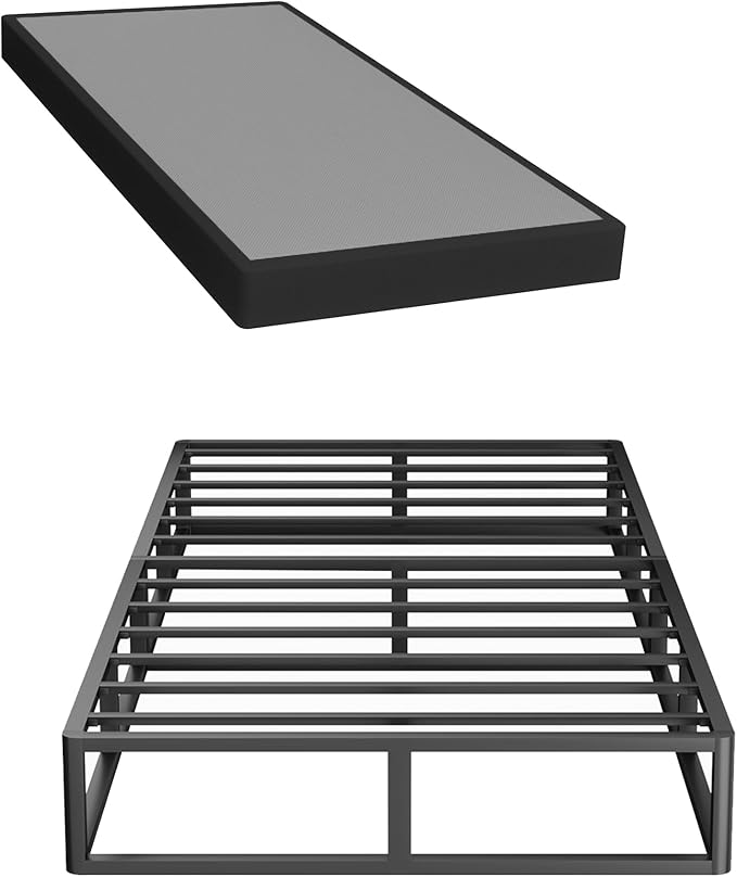 Twin XL Box Spring, 10 inch Box Spring for Twin XL Bed, Heavy Duty Metal Bed Frame with Fabric Cover, 3000lbs Max Weight Capacity Bed Base Mattress Foundation, Easy Assembly, Noise Free, Black