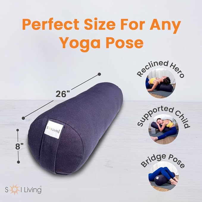 Sol Living Yoga Bolster Pillow Rectangular Meditation Cushion Cotton Meditation Accessories for Restorative Yoga Meditation Pillow Yoga Pillow Firm Body Pillow Bolster Pillow for Legs Removable Cover