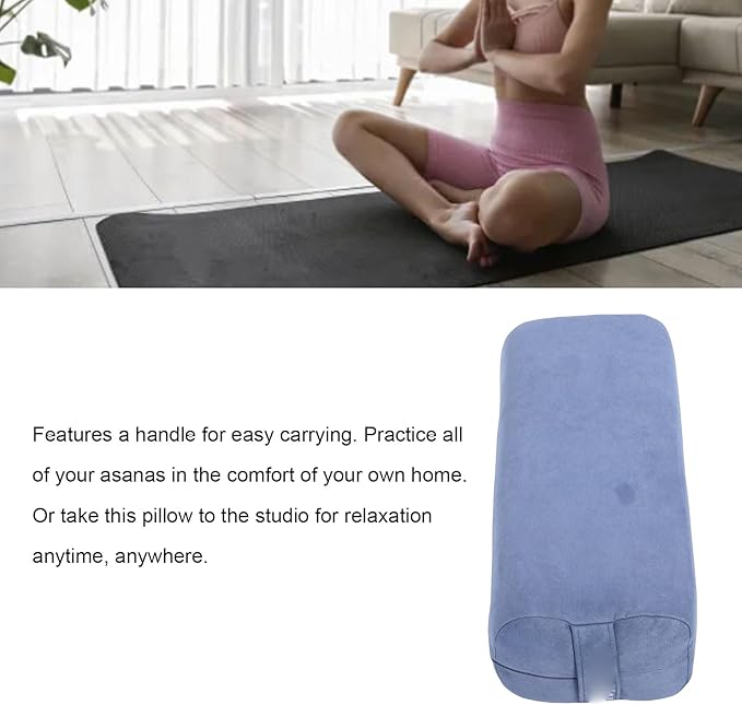 Drfeify Meditation Cushion Pillow Supportive Floor Pillow Rectangular Sponge Easy Carry Handle Washable Cover for Yoga Relaxation (Blue)