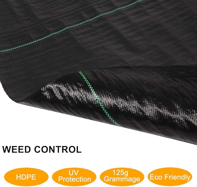 TUFFIOM Weed Barrier 4 x 300 FT Garden Landscape Fabric, Ground Cover with UV Resistance, 125gsm/3.7OZ Heavy Duty Material for Superior Weed Control, Perfect for Greenhouse, Yard, Flower Bed, Garden