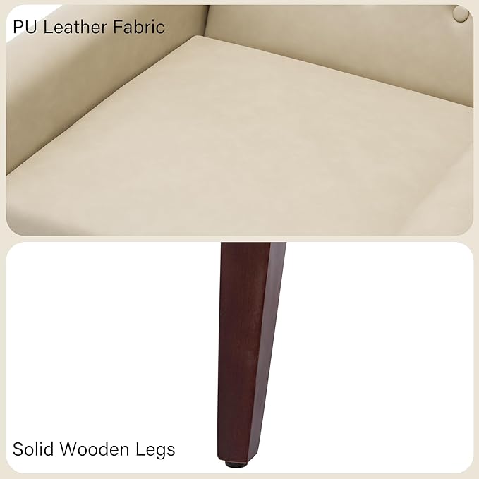 DREAMSIDEA Accent Chair, Mid-Century Modern PU Leather Chairs with Arms for Living Room, Comfy Upholstered Club Single Sofa Armchair
