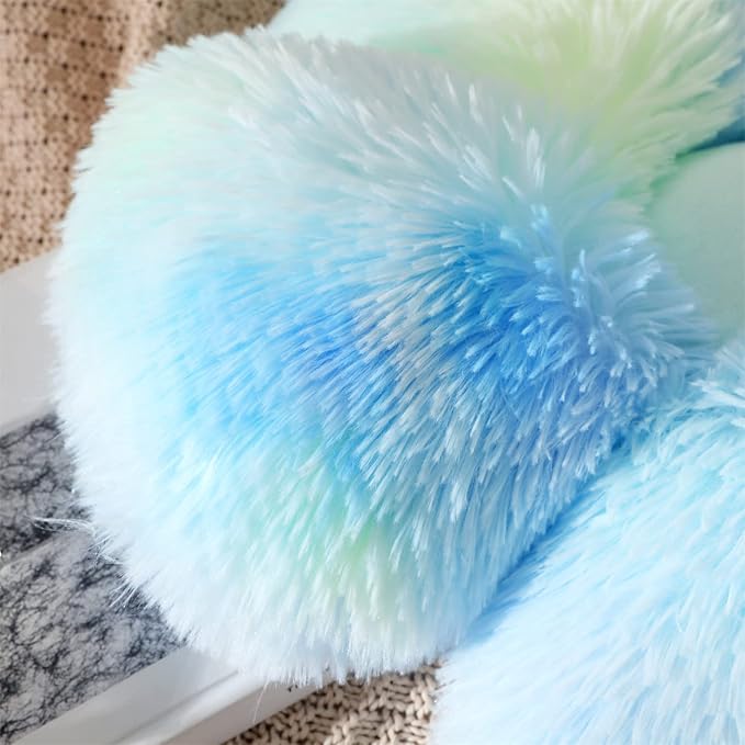 Faux Fur Pillow,Flower Shaped Throw Pillow Butt Cushion Floor Pillow,Seating Cushion,Cute Room Decor & Plush Pillow for Bedroom Sofa Chair (19.7 Inches, Mint Green)