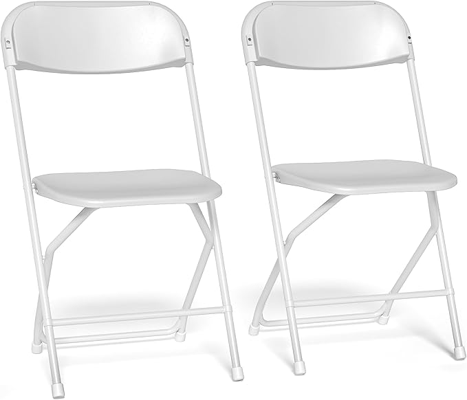 2 Pack Folding Chairs, White Folding Chairs Outdoor Indoor, 350lb Capacity, Plastic Event Chair, Lightweight Fold Chair, for Events Office Wedding Party Rental Picnic Patio, School