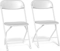 2 Pack Folding Chairs, White Folding Chairs Outdoor Indoor, 350lb Capacity, Plastic Event Chair, Lightweight Fold Chair, for Events Office Wedding Party Rental Picnic Patio, School