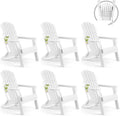 FUNBERRY Folding Adirondack Chair Set of 6, All Weather HDPE Fire Pit Chairs with Cup Holder for Outdoor